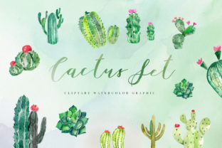 15 Watercolor Cactus Set Illustration for Crafts & Creative Branding Projects