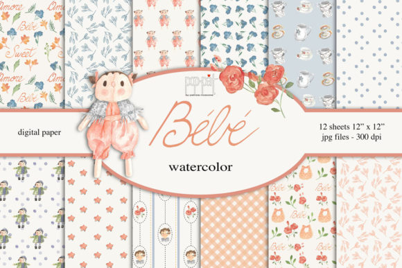Bébé Watercolor Collection: Soft, Artistic Patterns for Local Branding