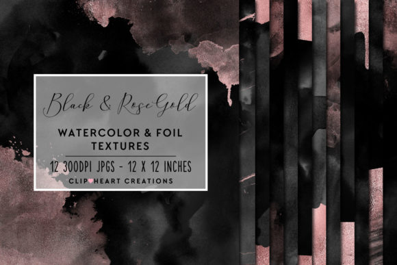 Black Rose Gold Watercolor & Foil Design