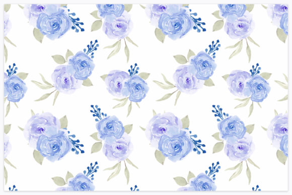 Blue Rose Floral Watercolor Pattern for Branding and Print Projects