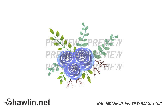 Blue Watercolor Roses Bouquet – A Soft, Elegant Web Elements Design for Crafters & Handmade Sellers