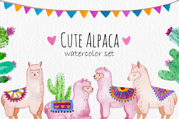 Cute Alpaca Watercolor Cliparts for Craft Bloggers & Content Publishers