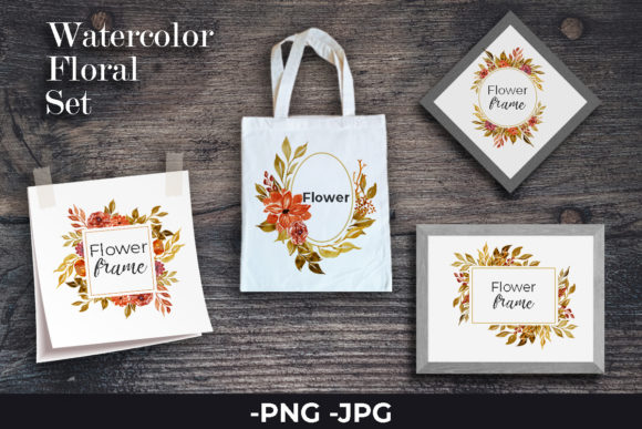 Elegant Frame Autumn Floral Watercolor for Crafts & Content Publishing