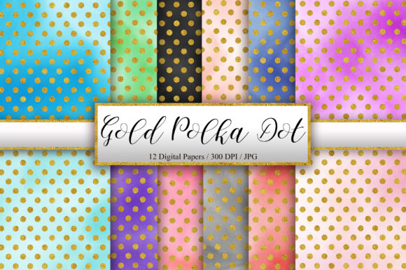 Elegant Gold Polka Dot Watercolor Patterns for Creative Sellers
