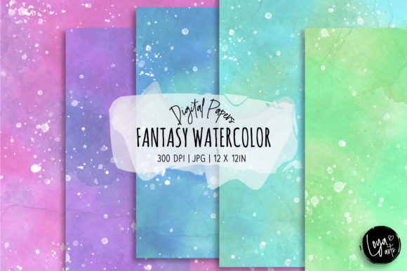 Fantasy Watercolor Digital Paper Set for Creative Backgrounds