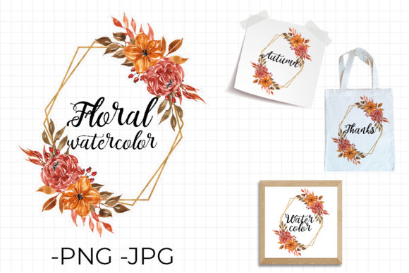 Floral Watercolor Autumn Frame Set for Crafts & Digital Product Sellers