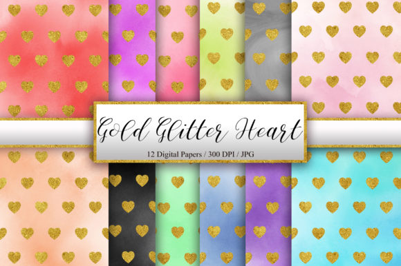 Gold Glitter Heart Watercolor Background for Crafters & Handmade Business Owners