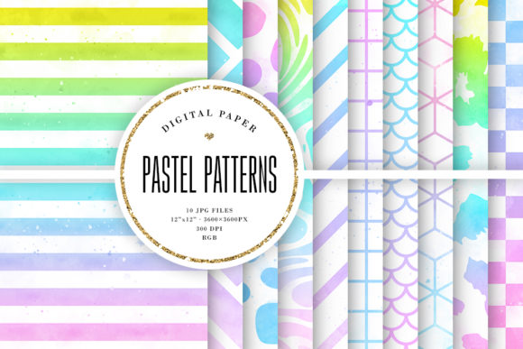 Pastel Ombre Watercolor Patterns for Local Branding & Packaging Design