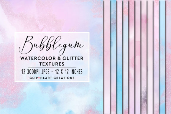 Pink and Blue Glitter Watercolor Papers