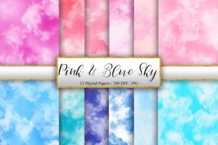 Pink and Blue Sky Watercolor Background for Handmade Craft Projects