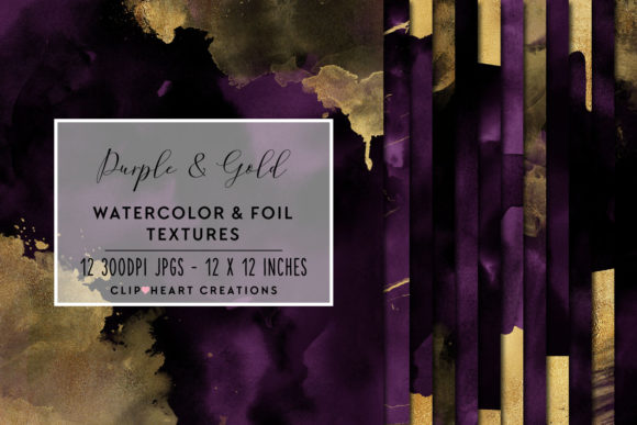 Purple Gold Watercolor and Foils Backgrounds for Digital Sellers