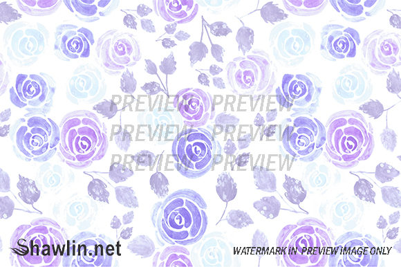 Purple Watercolor Roses Pattern for Digital Sellers