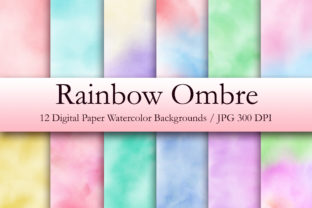 Rainbow Ombre Watercolor Backgrounds for Digital Sellers