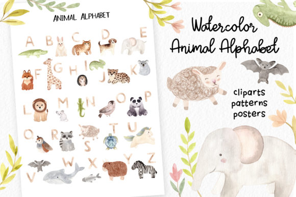 Watercolor Animal Alphabet Cliparts: A Crafty Design Asset for Bloggers