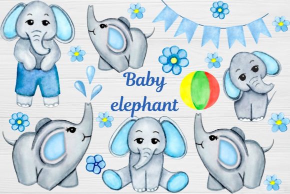 Watercolor Elephant Clip Art, Boy – A Sweet Touch for Crafts & Handmade Designs