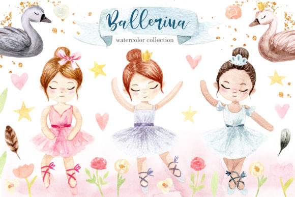 Watercolor Little Ballerina Cliparts for Crafts & Handmade Business Design