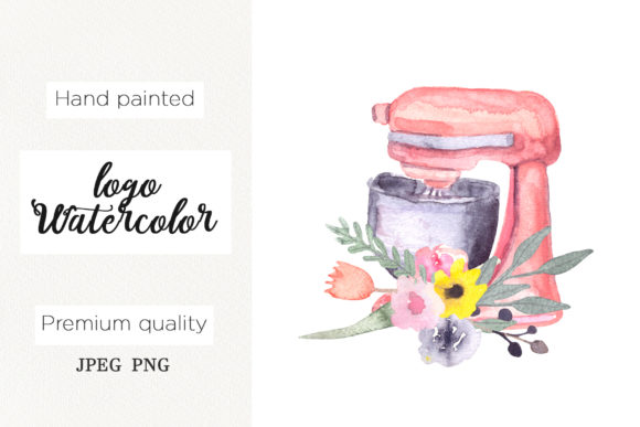 Watercolor Logo for Bakery, Mixer Floral – A Visual Review for Etsy Sellers & Digital Product Makers
