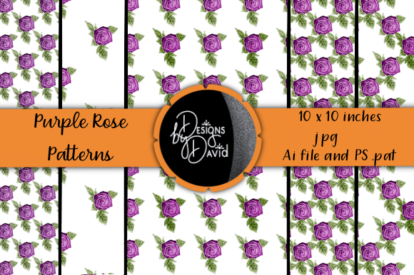 Watercolor Rose Patterns: Purple and Red