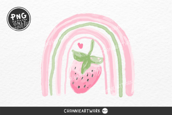Watercolor Strawberry Rainbow Sublimation Designs for Crafts & Creative Projects