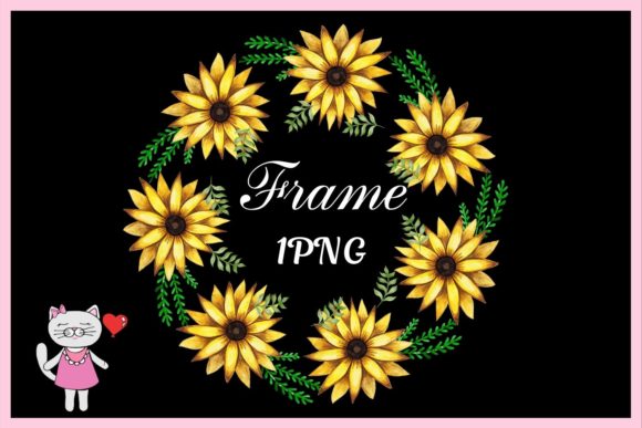 Watercolor Sunflower Frames Clipart for Crafts & Creative Branding