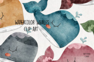 Watercolor Whale Clip Art for Craft Branding and Creative Projects